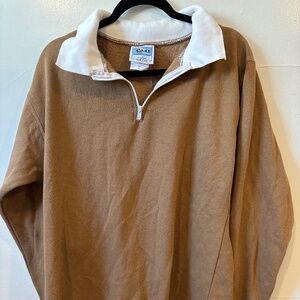 Vintage looking brown and white half zip pullover